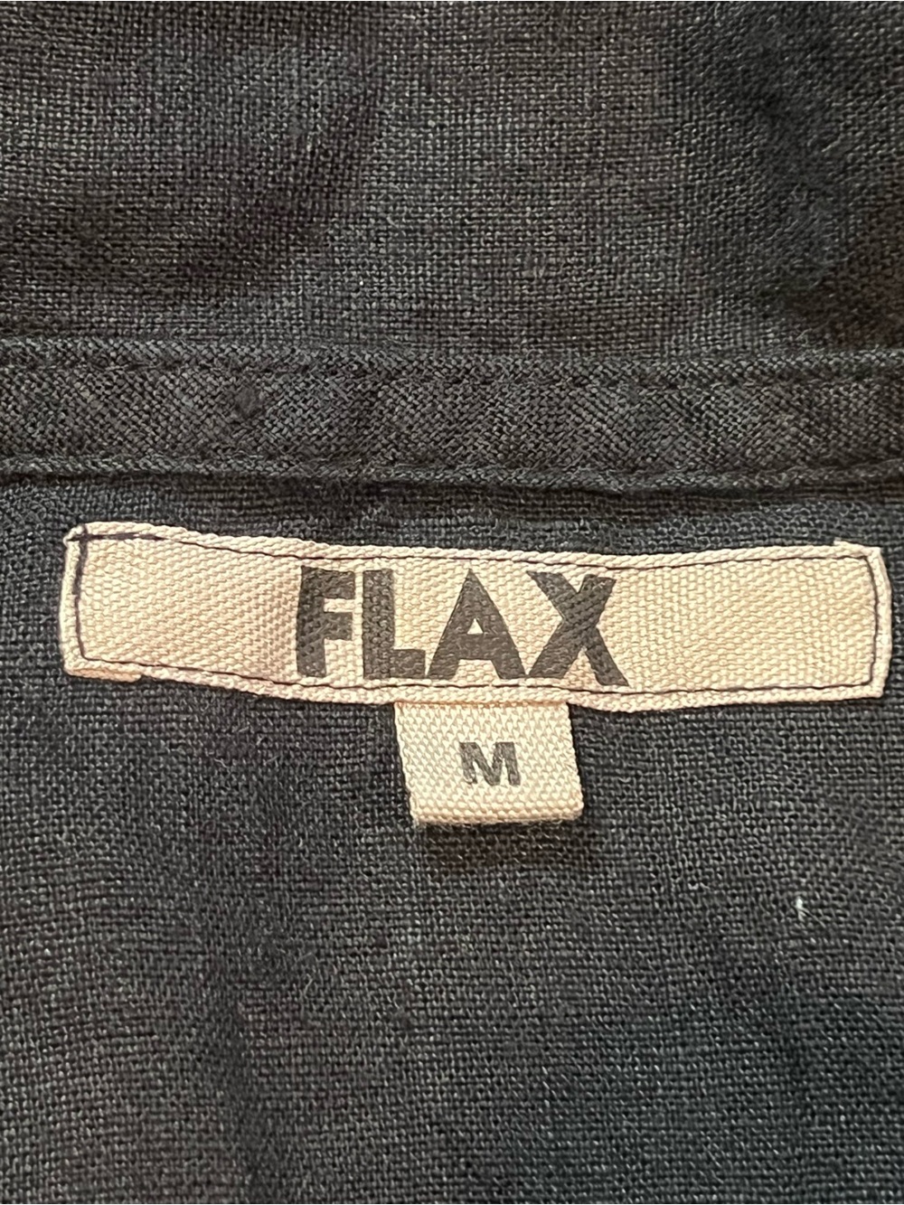 Flax Black Linen A-Line Tunic with Folded Collar - Picture 3 of 7